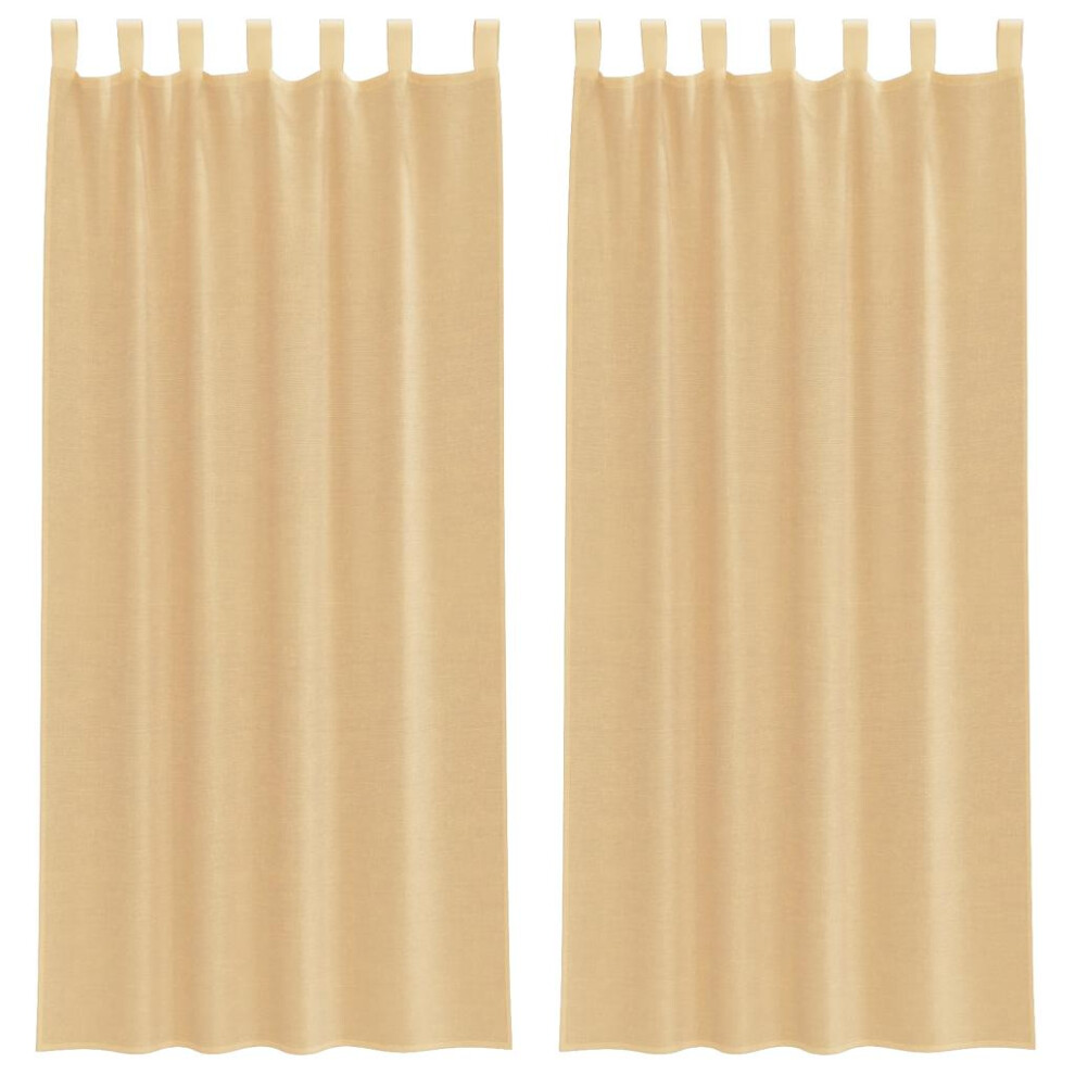 Vidaxl Voile Curtains With Rod Pockets 2 Pcs Sand Net Curtain Sheer Curtain