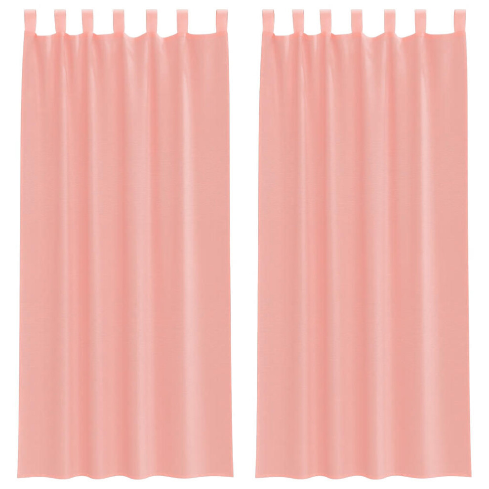 Vidaxl Voile Curtains With Rod Pockets 2 Pcs Pink Net Curtain Sheer Curtain