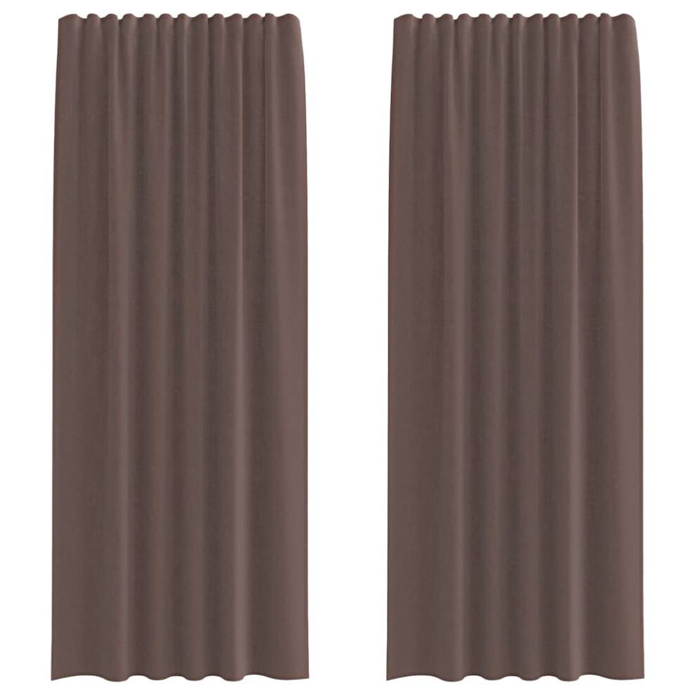 Vidaxl (Brown, 140 X 245 Cm) Voile Curtains With Tab Top 2 Pcs Brown Net Curtain Sheer Curtain