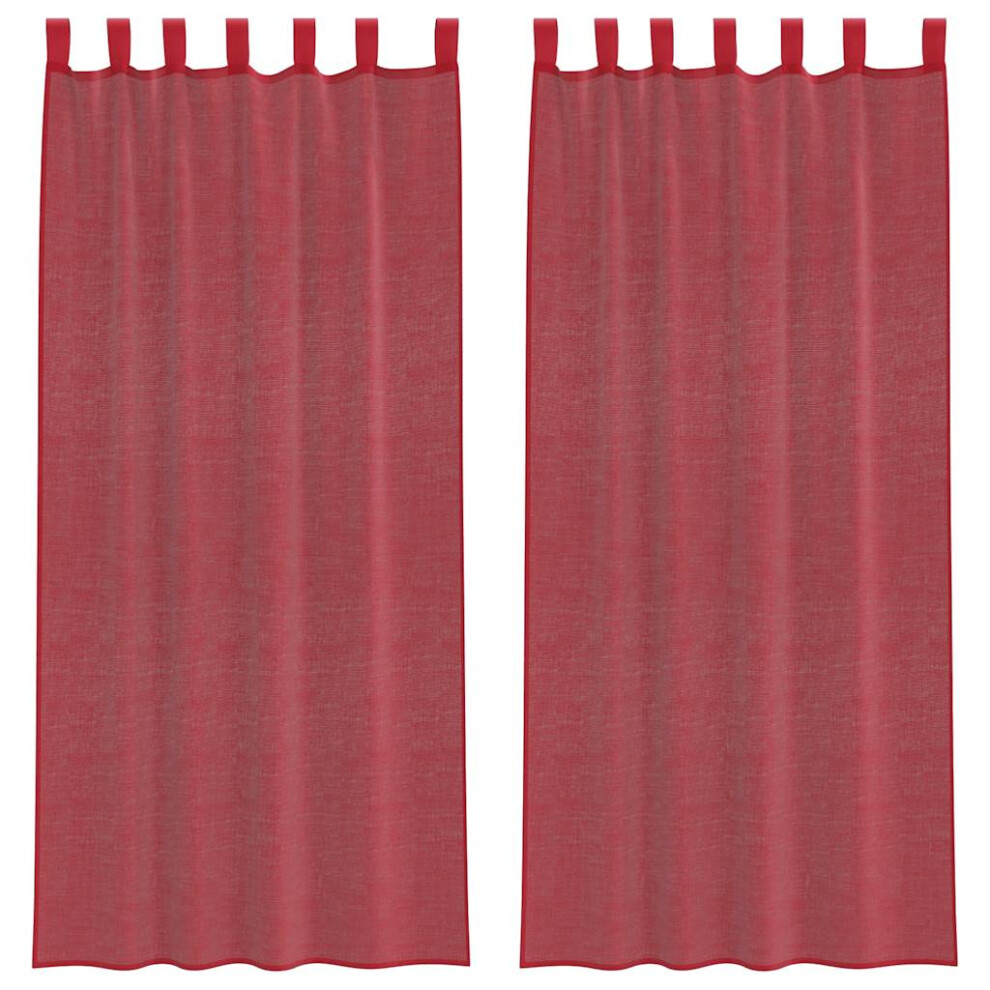 vidaXL Voile Curtains with Rod Pockets 2 pcs Wine Red net curtain-image-OPC-PFZBJQ2-NEW