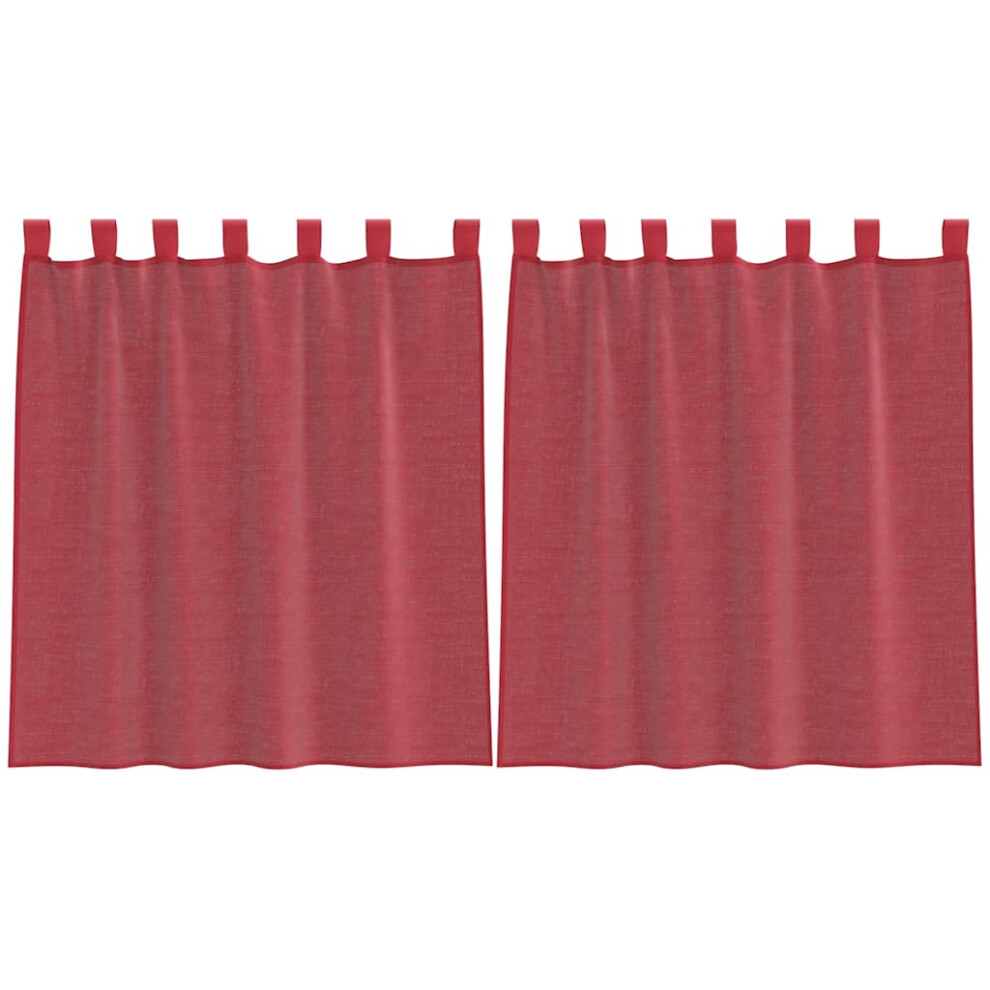 vidaXL Voile Curtains with Rod Pockets 2 pcs Wine Red net curtain-image-OPC-PFZBHFS-NEW