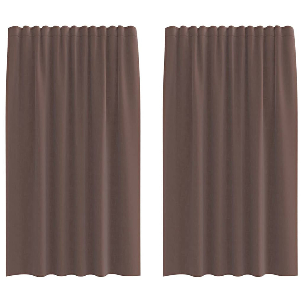 Vidaxl (Brown, 140 X 175 Cm) Voile Curtains With Tab Top 2 Pcs Brown Net Curtain Sheer Curtain