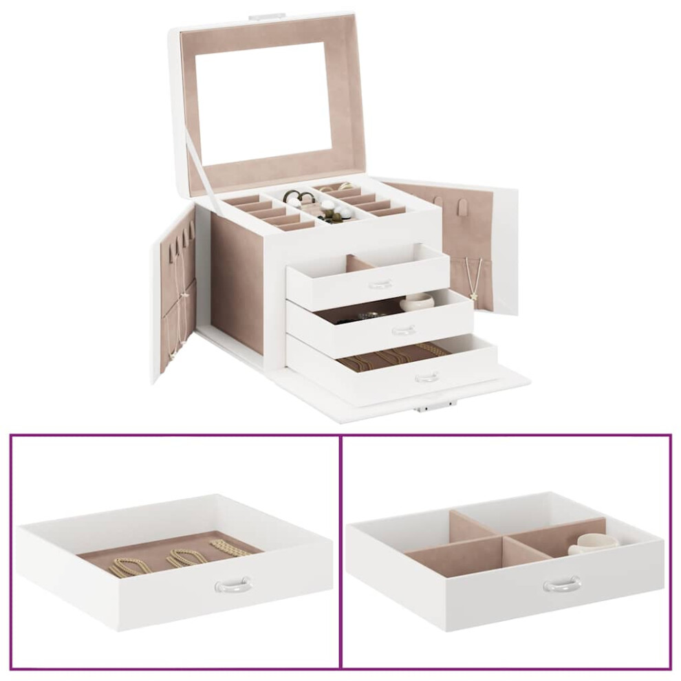 Vidaxl Jewellery Box 4-Layer With Mirror Lockable 22.5X17.5x16.5 Cm White