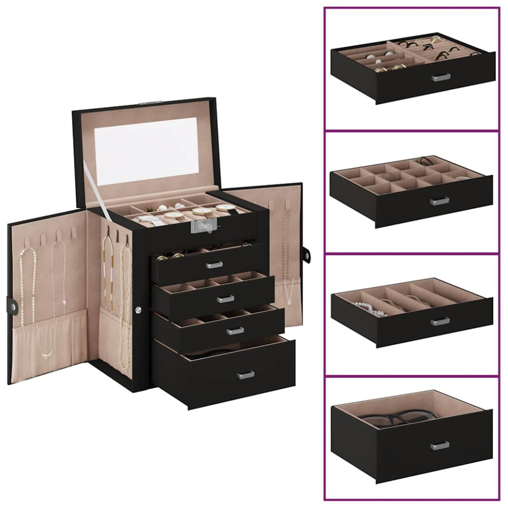 Vidaxl Jewellery Box 5-Layer With Mirror Lockable Black Jewelry Organiser White,Black