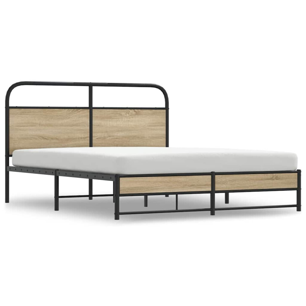 Vidaxl Bed Frame Without Mattress 150X200 Cm Smoked Oak Engineered Wood