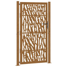(weathering steel/brown, 105 x 180 cm/trace design) vidaXL Garden Gate 105x180 cm Weathering Steel Flame Design fence gate