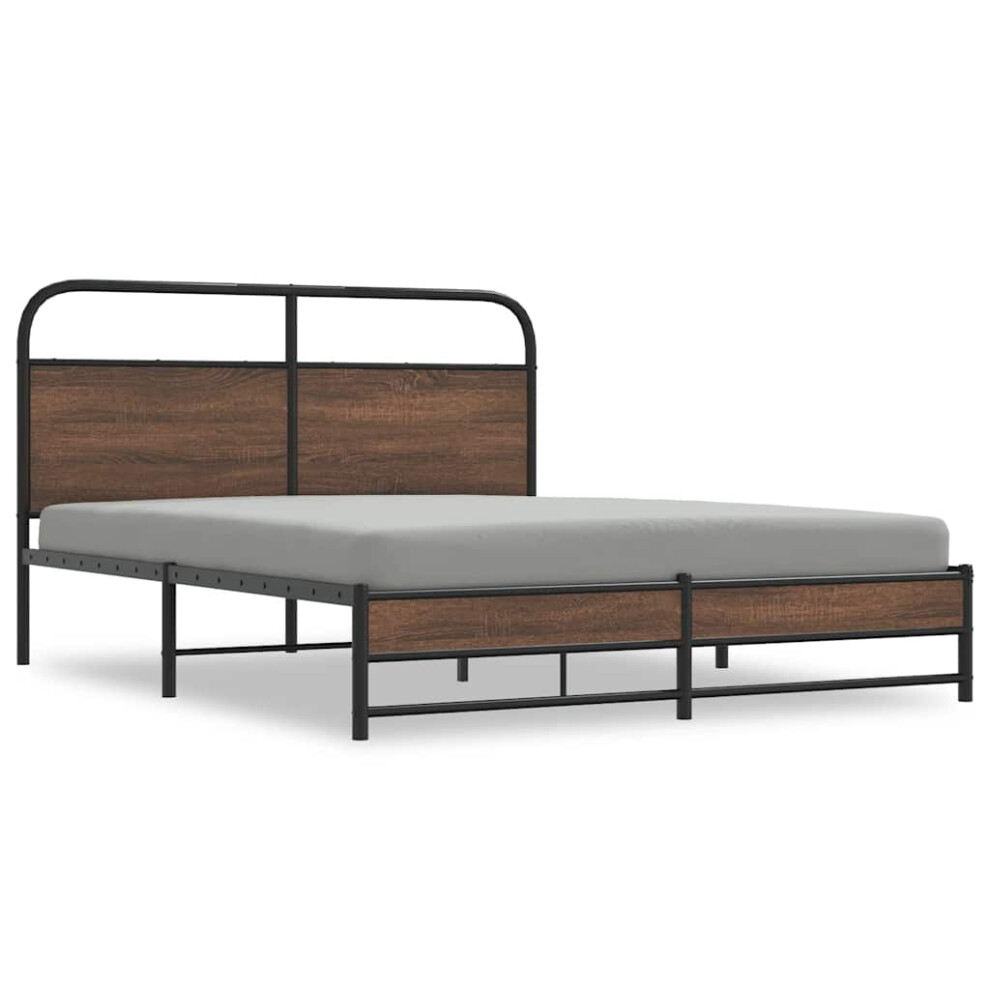 Vidaxl Bed Frame Without Mattress 150X200 Cm Brown Oak Engineered Wood
