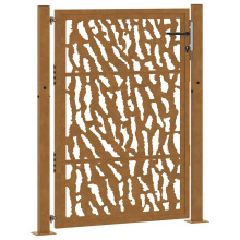 (weathering steel/brown, 105 x 130 cm/trace design) vidaXL Garden Gate 105x180 cm Weathering Steel Flame Design fence gate