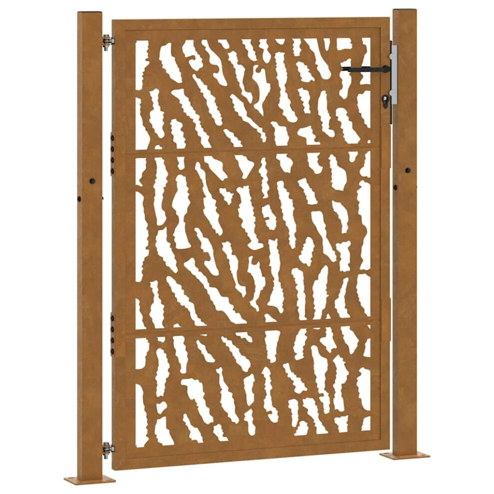 Vidaxl (Weathering Steel/Brown, 105 X 130 Cm/Trace Design) Garden Gate 105X180 Cm Weathering Steel Flame Design Fence Gate