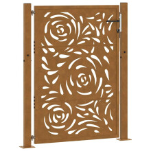 (weathering steel/brown, 105 x 130 cm/flame design) vidaXL Garden Gate 105x180 cm Weathering Steel Flame Design fence gate
