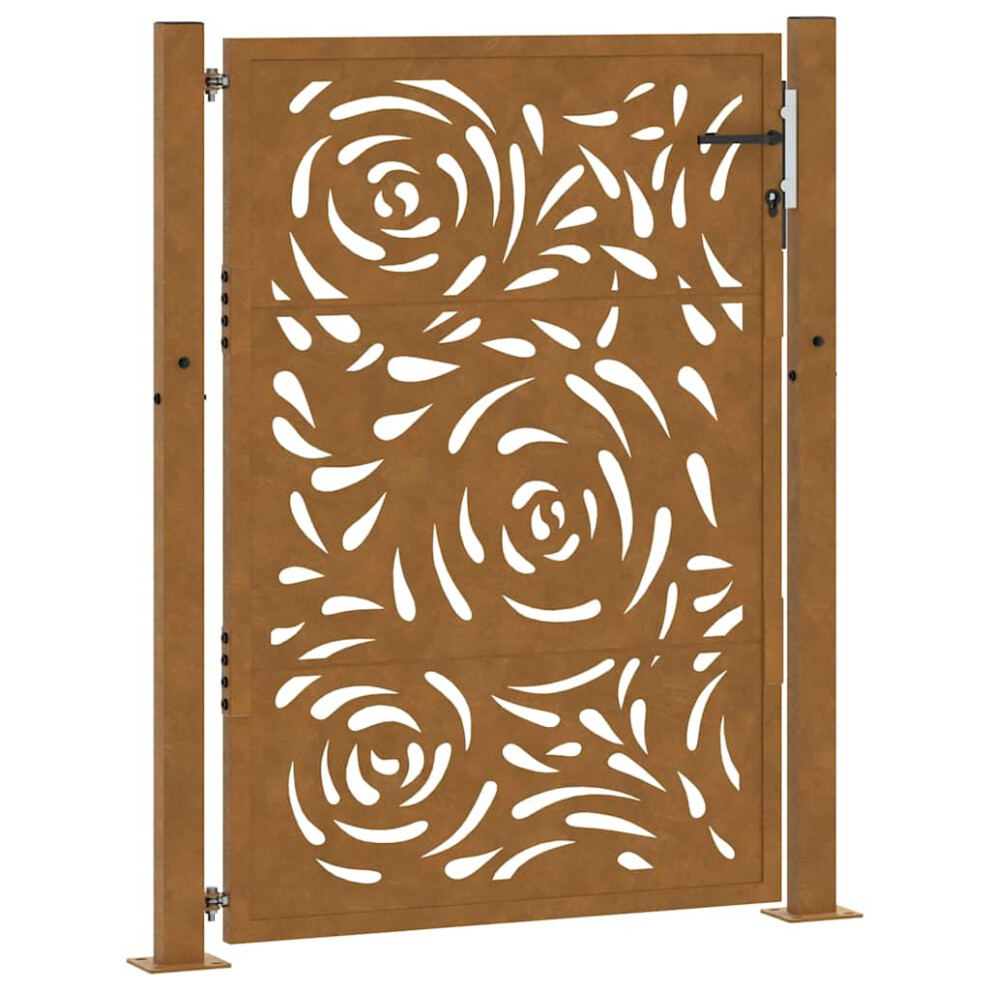 Vidaxl (Weathering Steel/Brown, 105 X 130 Cm/Flame Design) Garden Gate 105X180 Cm Weathering Steel Flame Design Fence Gate
