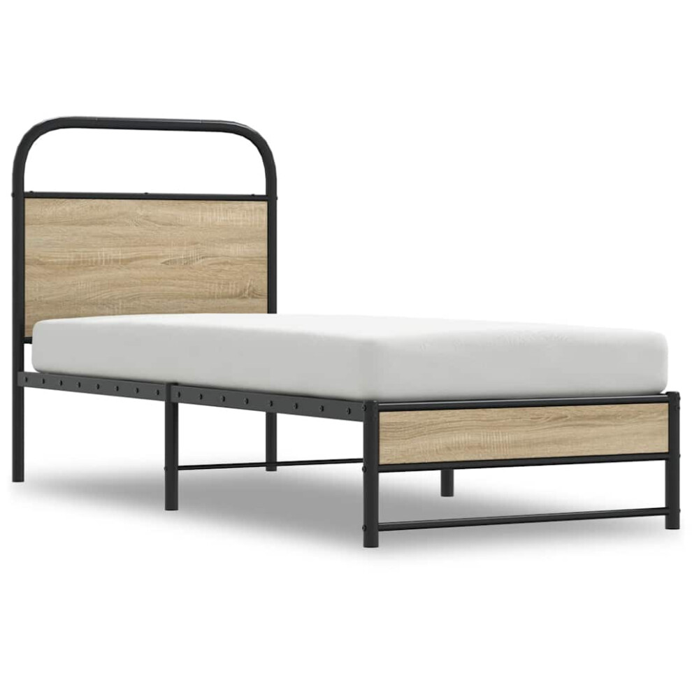 Vidaxl Bed Frame Without Mattress 80X200 Cm Smoked Oak Engineered Wood