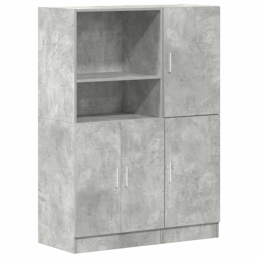 Vidaxl (Concrete Grey) Kitchen Cabinet Set 2 Piece Storage Cabinet Cupboard Engineered Wood