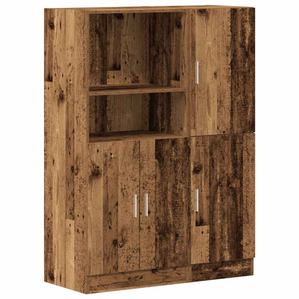 Vidaxl (Old Wood) Kitchen Cabinet Set 2 Piece Storage Cabinet Cupboard Engineered Wood
