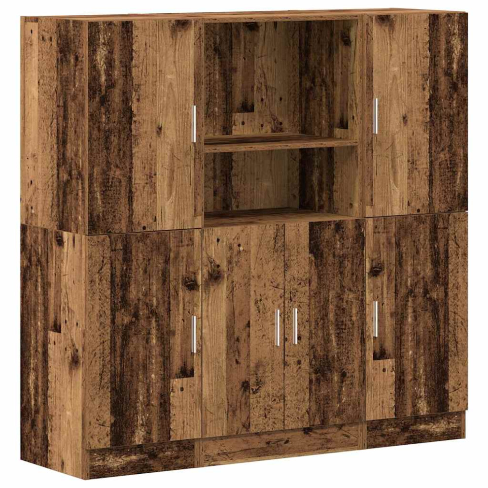 Vidaxl (Old Wood) Kitchen Cabinet Set 3 Piece Storage Cabinet Cupboard Engineered Wood