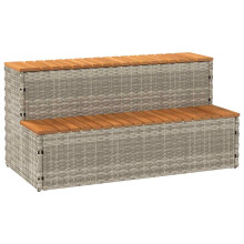 (light grey) vidaXL Hot Tub Step Light Grey 100x50x50.5 cm Poly Rattan and Solid Acacia