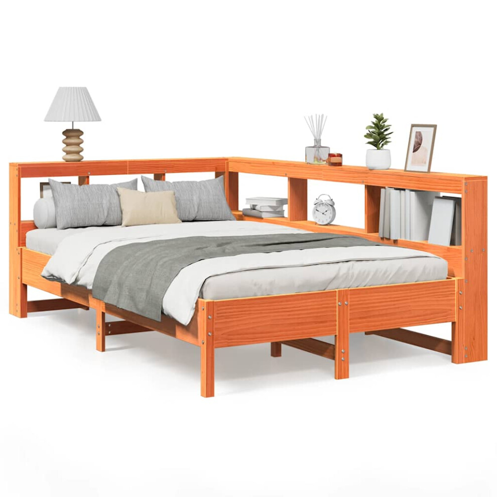 Vidaxl Bookcase Bed Without Mattress Wax 120X190 Cm Solid Wood Pine Bed Brown