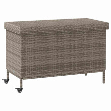 (grey) vidaXL Garden Storage Box with Wheels Grey 110x55x73 cm Poly Rattan