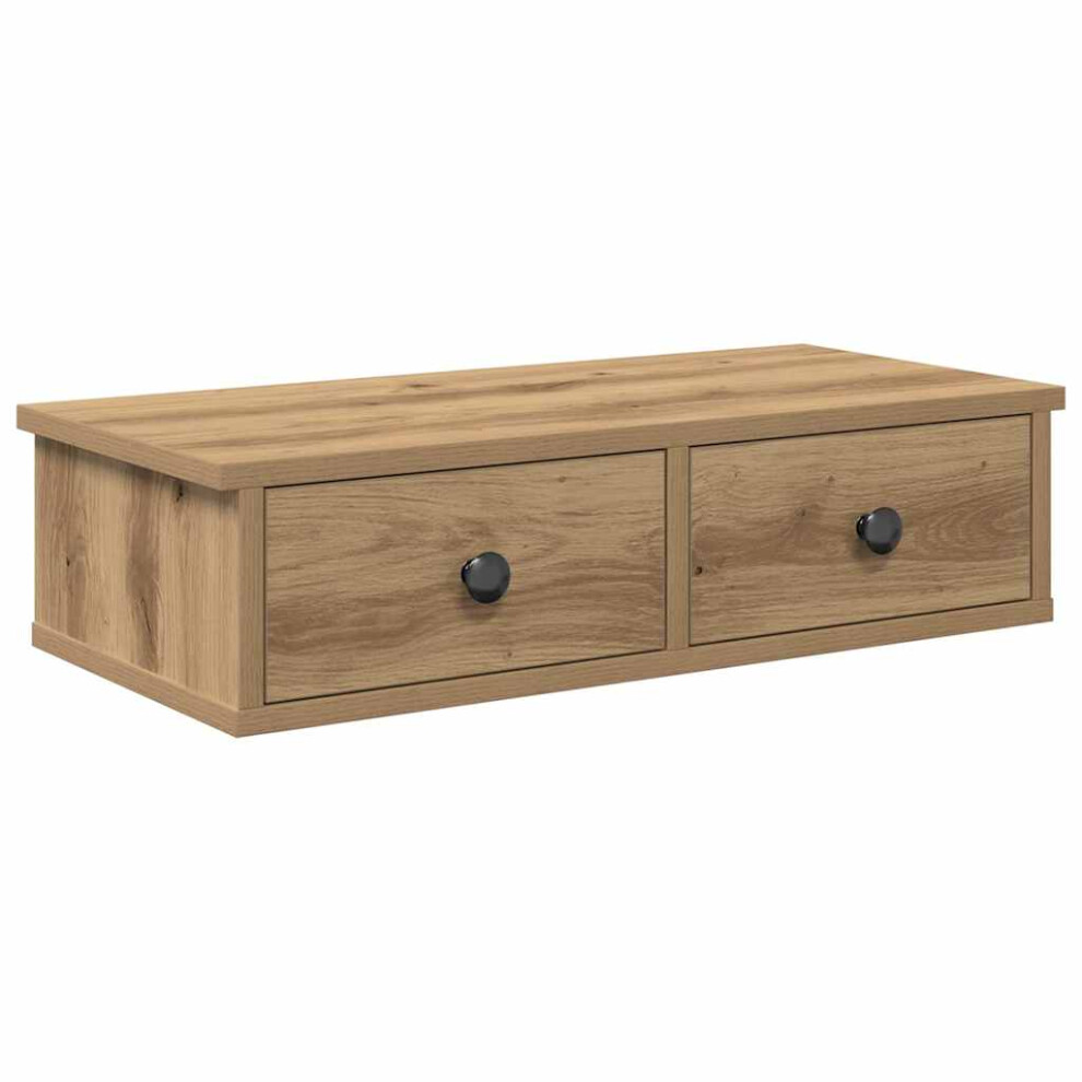 Vidaxl (60 X 25 X 15 Cm) Wall Shelf With Drawers Artisian Engineered Wood