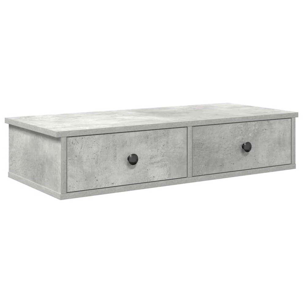 Vidaxl (Concrete Grey, 80 X 31 X 17 Cm) Wall Shelf With Drawers White 60X25x15 Cm Engineered Wood
