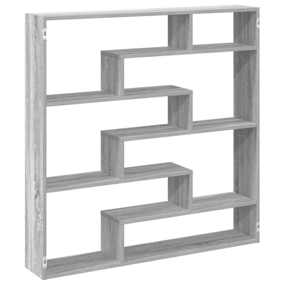 Vidaxl ( Sonoma) Wall Cube Shelf Floating Storage Shelf 7 Compartments Engineered Wood Grey