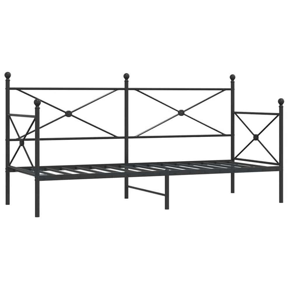 Vidaxl (, 75 X 190 Cm/Without Trundle) Daybed With Trundle Without Mattress 100X200 Cm Steel Sofa Bed Black