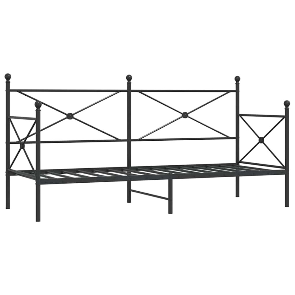 Vidaxl (Black, 80 X 200 Cm/Without Trundle) Daybed With Trundle Without Mattress Black 100X200 Cm Steel Sofa Bed