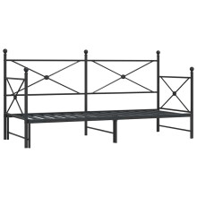(black, 75 x 190 cm/with trundle) vidaXL Daybed with Trundle without Mattress Black 100x200 cm Steel sofa bed