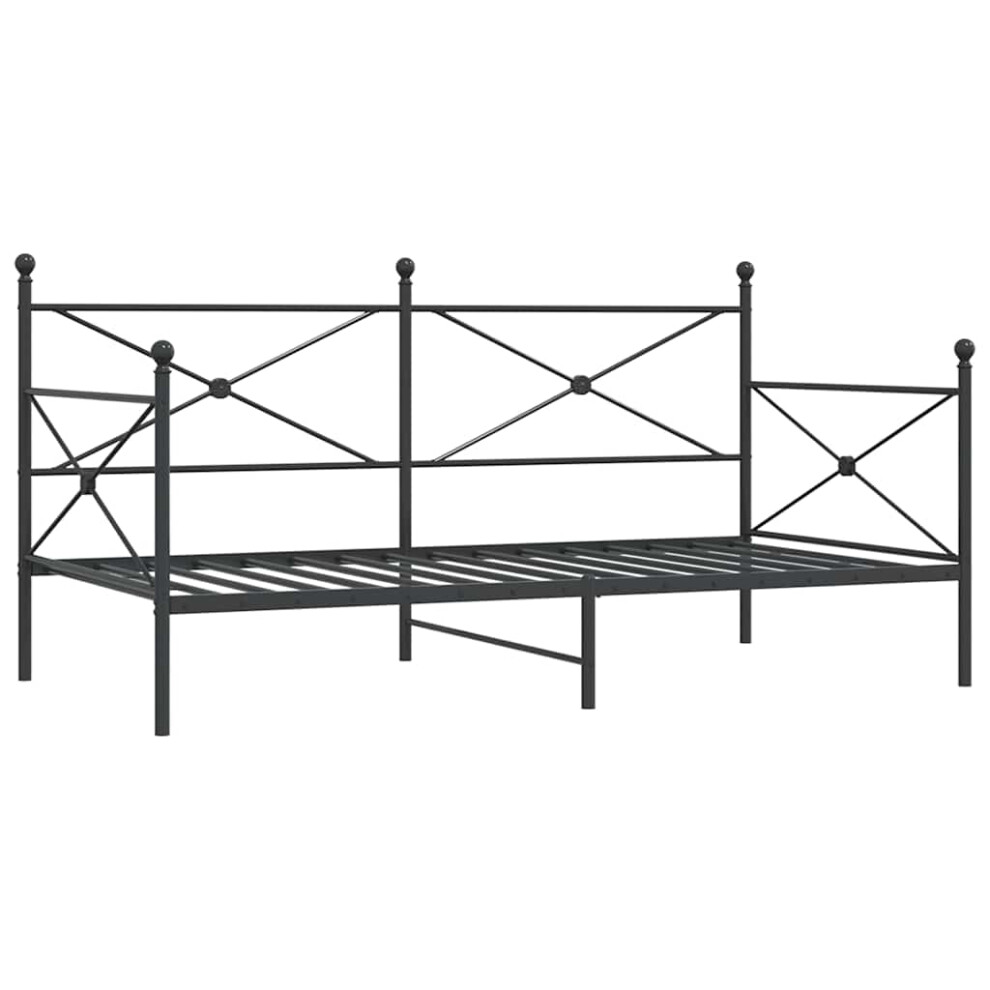 Vidaxl (Black, 100 X 200 Cm/Without Trundle) Daybed With Trundle Without Mattress Black 100X200 Cm Steel Sofa Bed