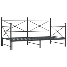 (black, 100 x 200 cm/with trundle) vidaXL Daybed with Trundle without Mattress Black 100x200 cm Steel sofa bed