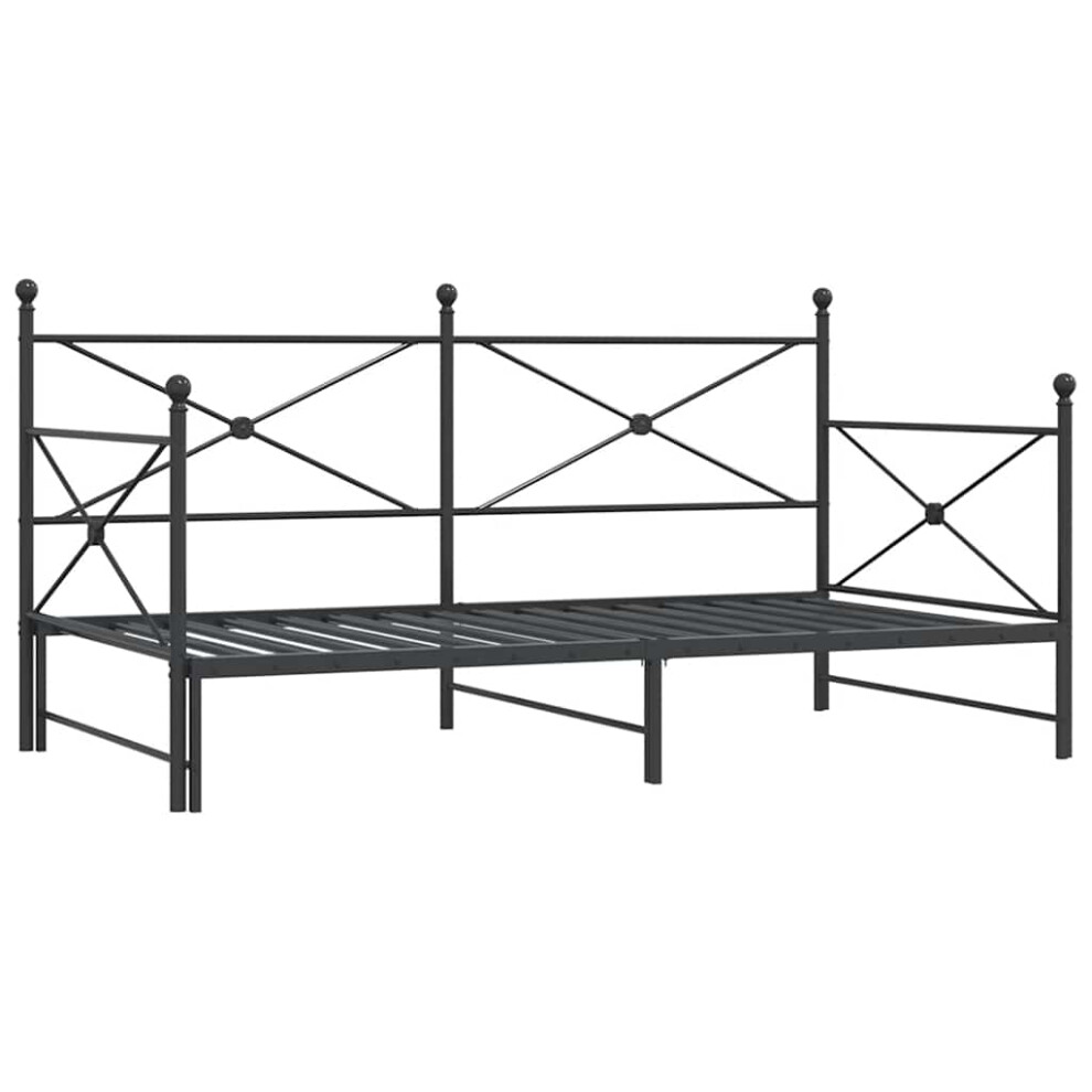 Vidaxl (Black, 100 X 200 Cm/With Trundle) Daybed With Trundle Without Mattress Black 100X200 Cm Steel Sofa Bed