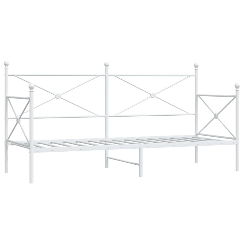 Vidaxl (White, 90 X 200 Cm/Without Trundle) Daybed With Trundle Without Mattress Black 100X200 Cm Steel Sofa Bed