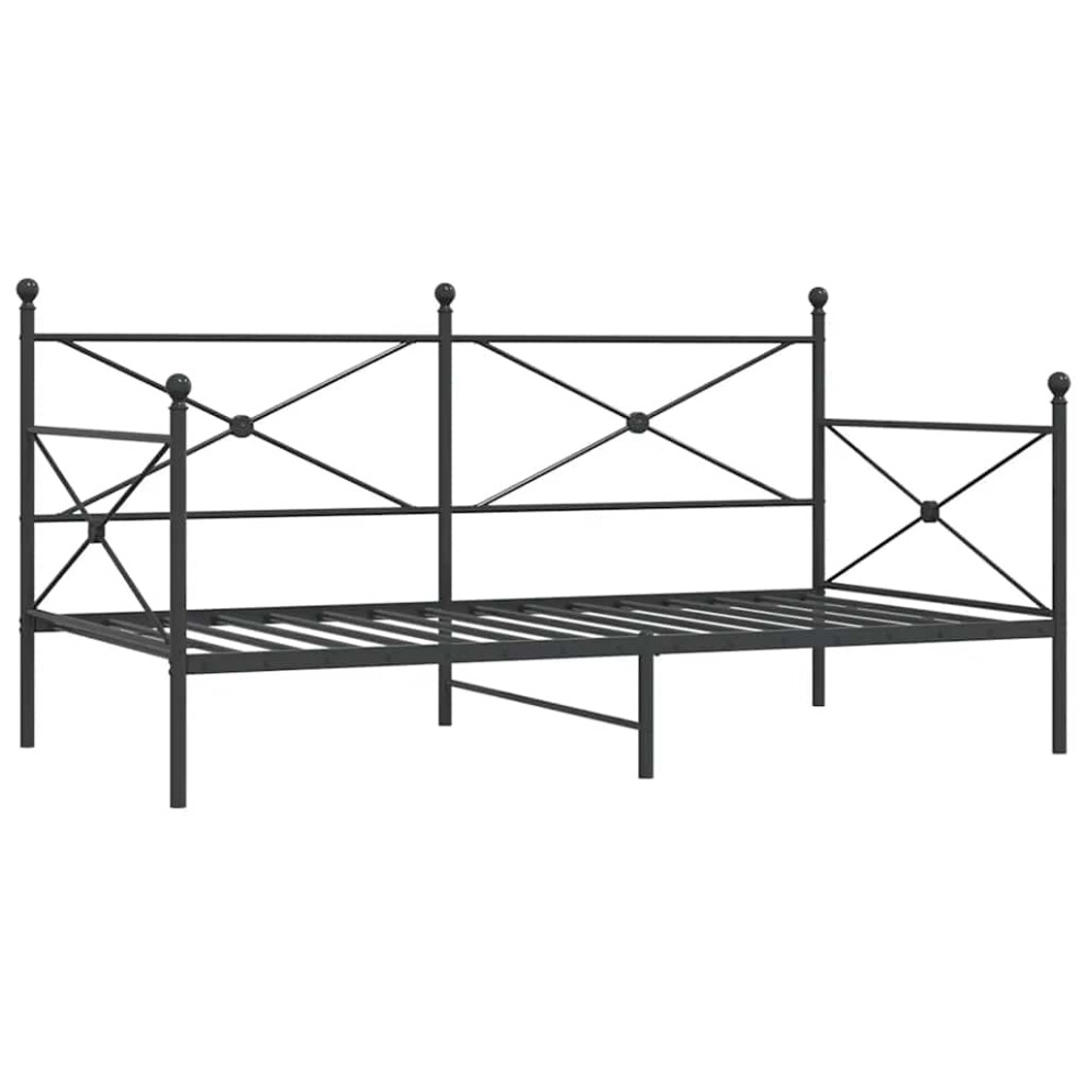 Vidaxl (Black, 107 X 203 Cm/Without Trundle) Daybed With Trundle Without Mattress Black 100X200 Cm Steel Sofa Bed