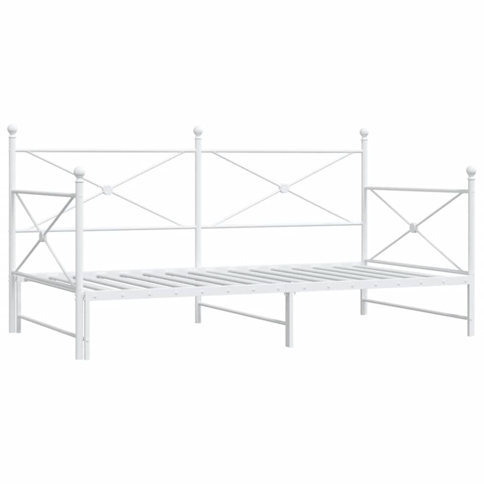 Vidaxl (White, 100 X 190 Cm/With Trundle) Daybed With Trundle Without Mattress Black 100X200 Cm Steel Sofa Bed