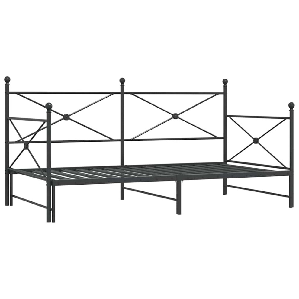 Vidaxl Black (, 100 X 190 Cm/With Trundle) Daybed With Trundle Without Mattress 100X200 Cm Steel Sofa Bed