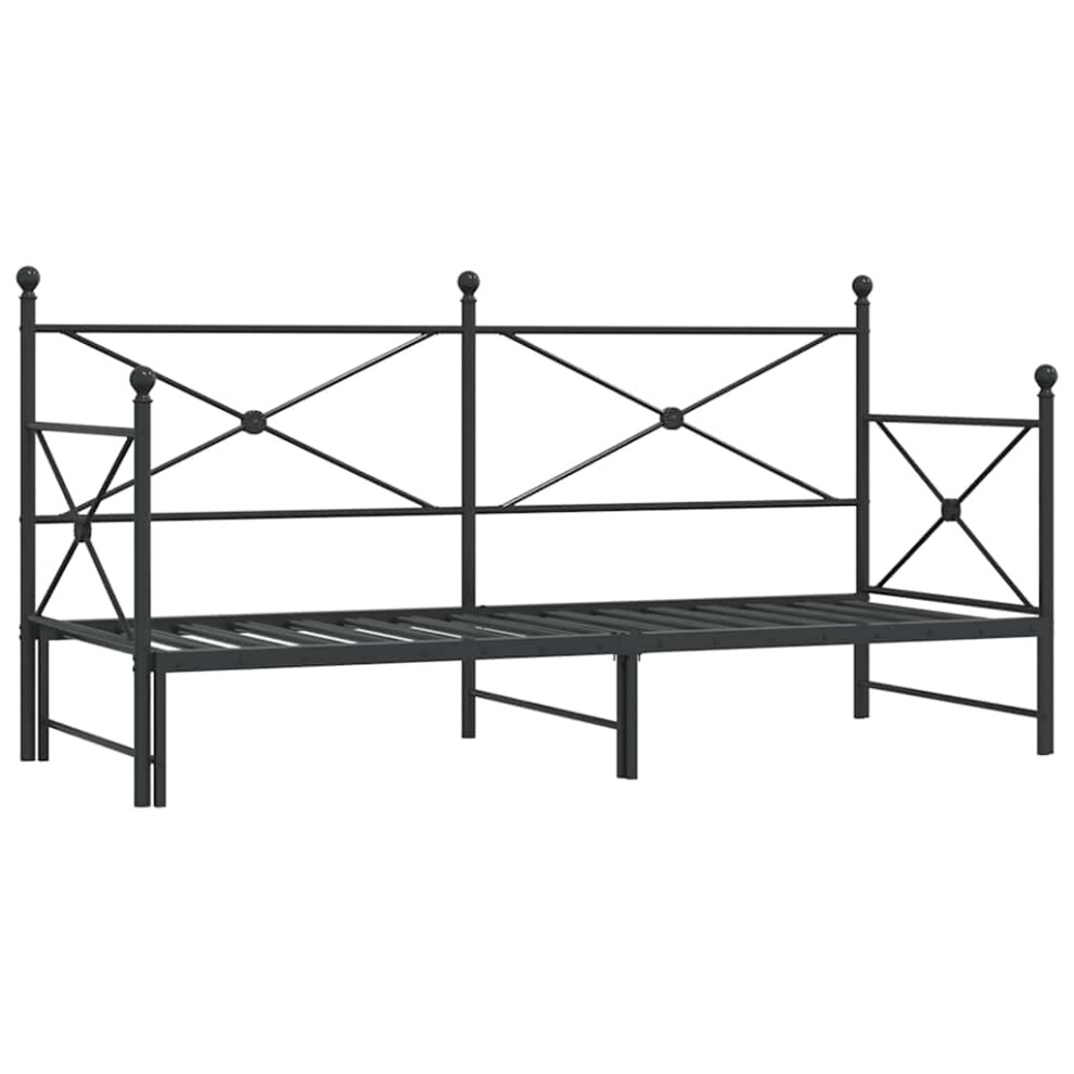 Vidaxl (Black, 90 X 200 Cm/With Trundle) Daybed With Trundle Without Mattress Black 100X200 Cm Steel Sofa Bed