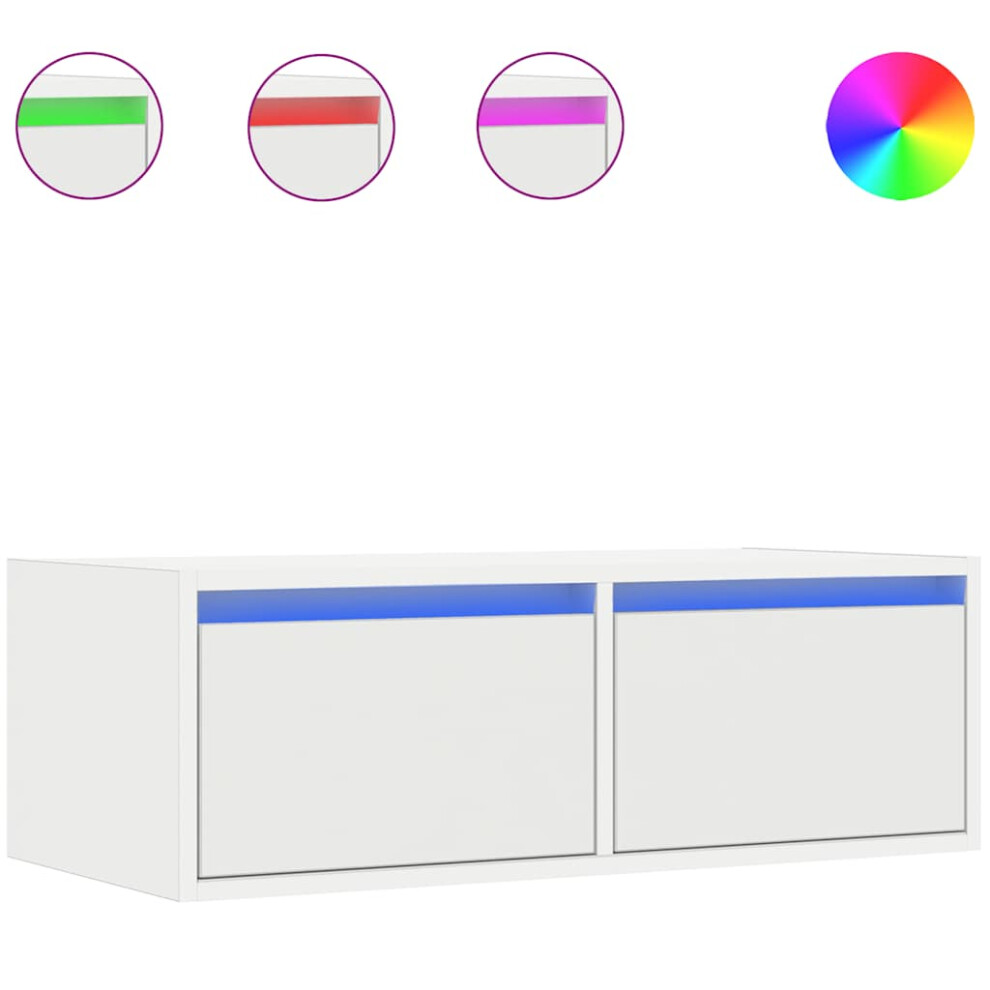 Vidaxl Tv Cabinet With Led Lights 75X35.5x25 Cm Tv Stand White