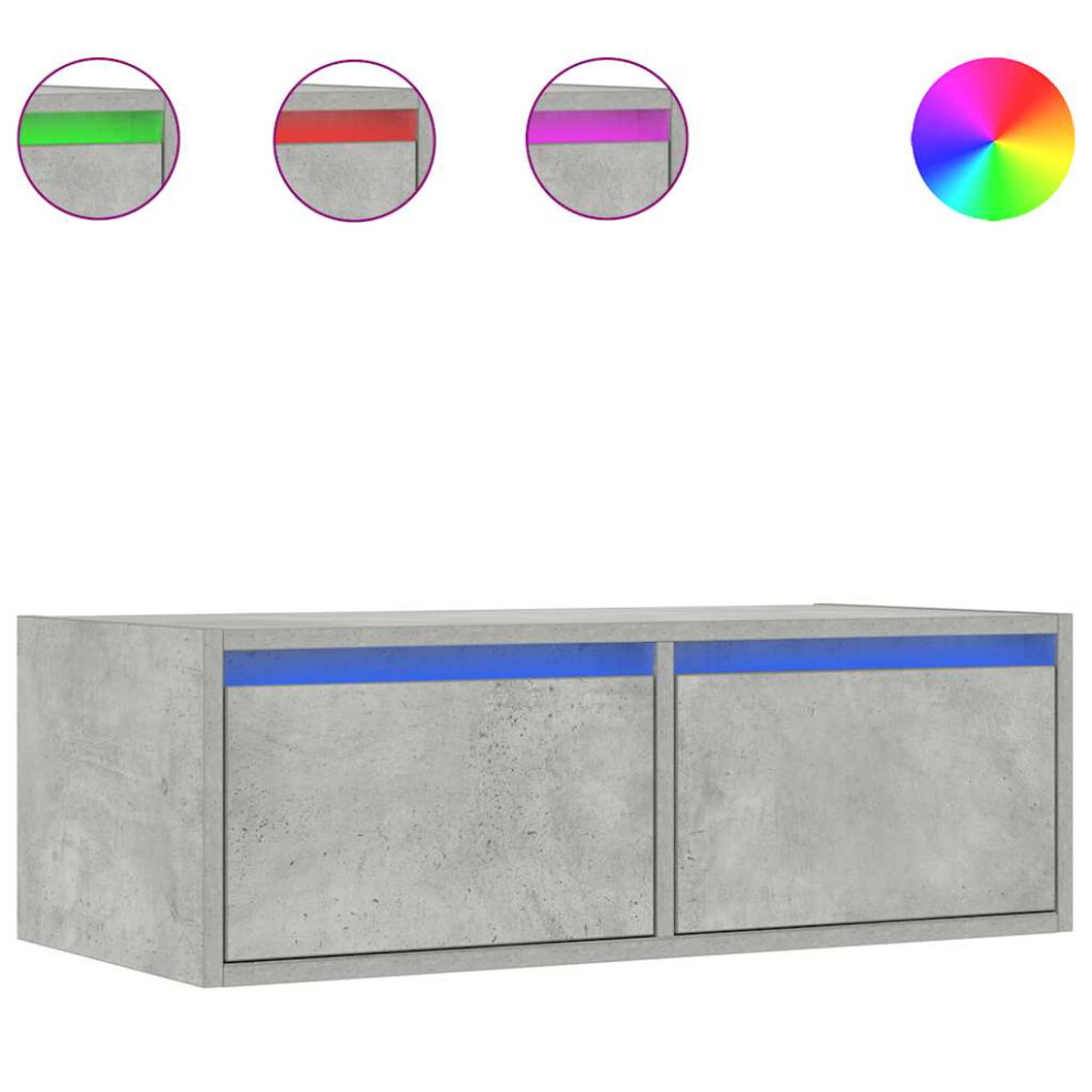 Vidaxl Tv Cabinet With Led Lights Concrete Grey 75X35.5x25 Cm Tv Stand
