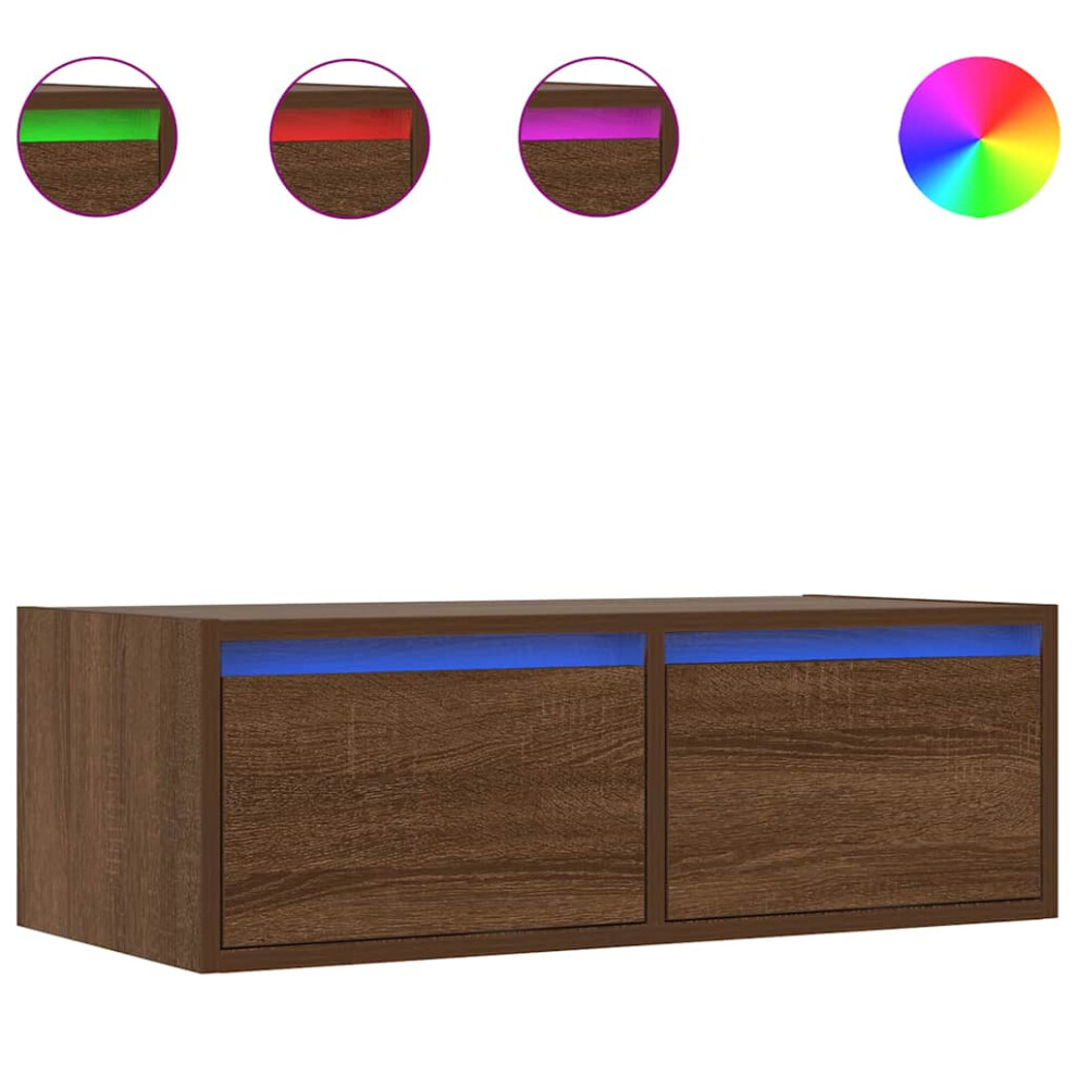 Vidaxl Tv Cabinet With Led Lights Brown Oak 75X35.5x25 Cm Tv Stand