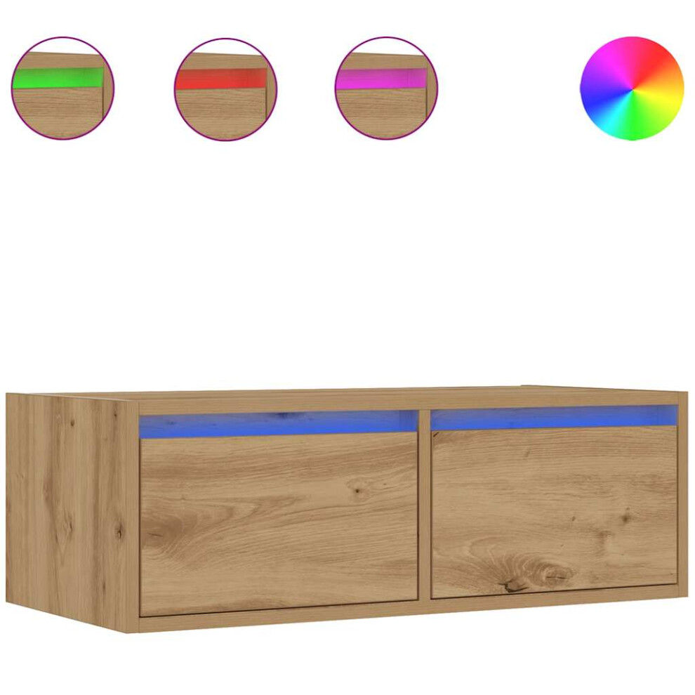 Vidaxl Tv Cabinet With Led Lights Artisan Oak 75X35.5x25 Cm Tv Stand