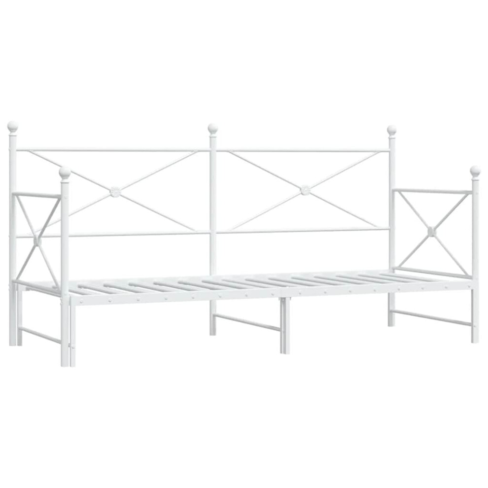 Vidaxl (White, 75 X 190 Cm/With Trundle) Daybed With Trundle Without Mattress Black 100X200 Cm Steel Sofa Bed