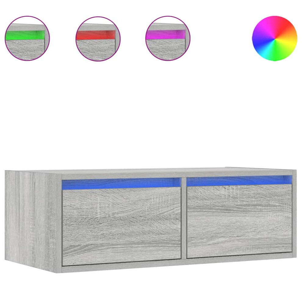 Vidaxl Tv Cabinet With Led Lights Grey Sonoma 75X35.5x25 Cm Tv Stand