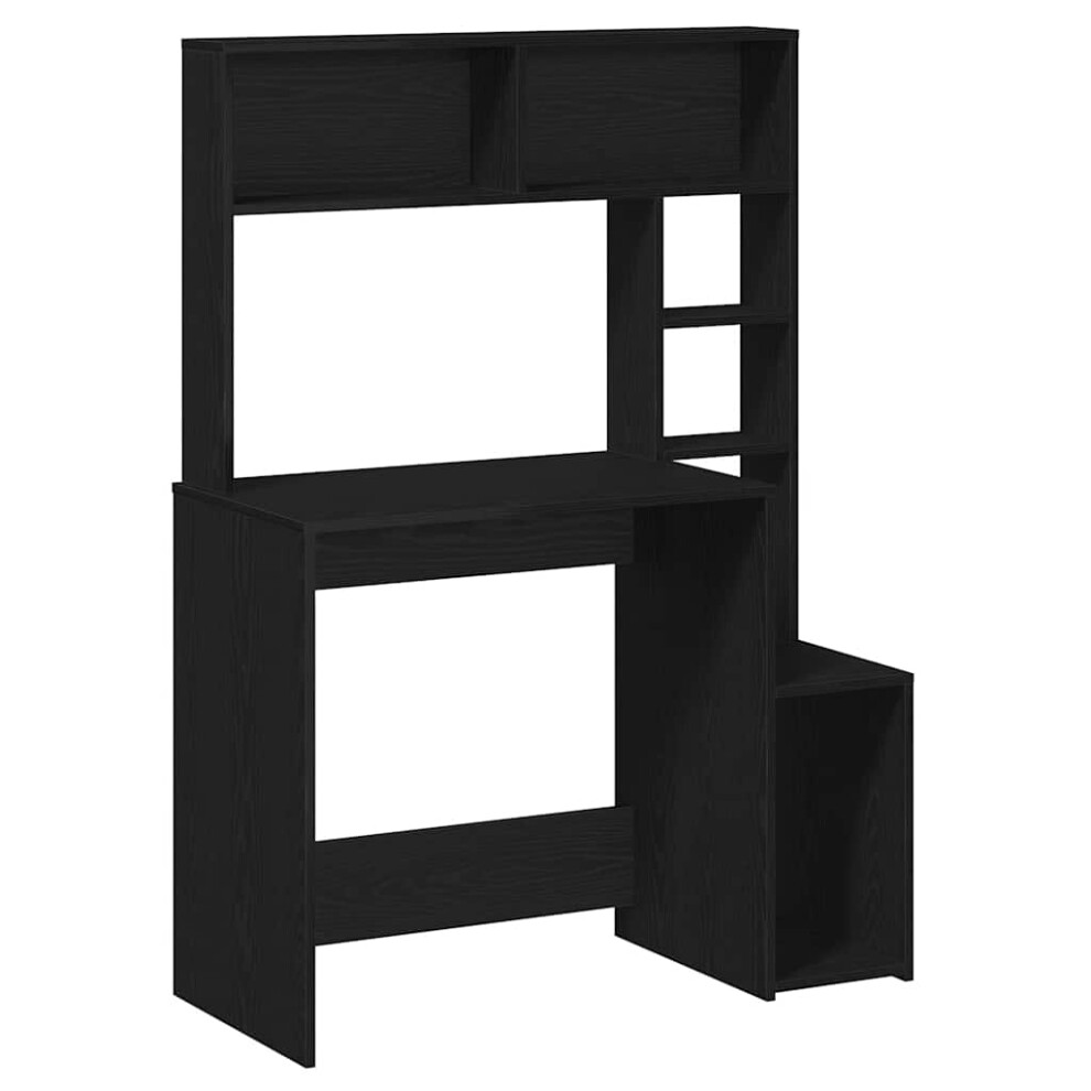 (black) vidaXL Desk with Shelves Writing Compter Table Study Desk Engineered Wood-image-OPC-PFW7XZY-NEW