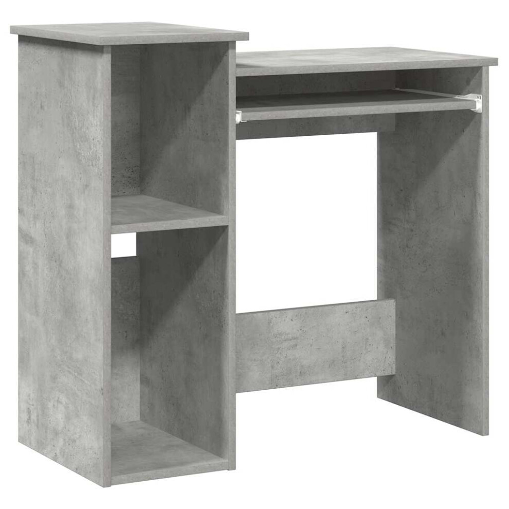 Vidaxl (Concrete Grey) Desk With Shelves White 84X40x78 Cm Engineered Wood Office Desk White,Grey