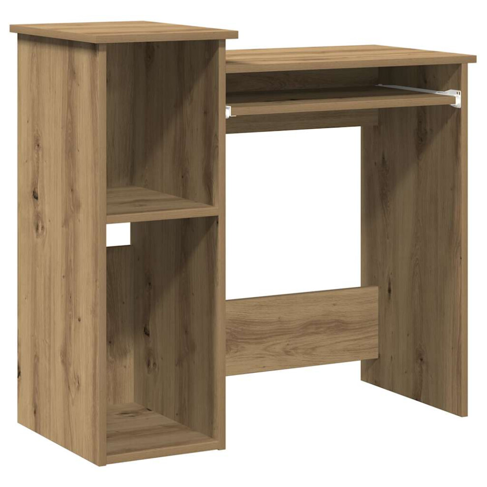 Vidaxl (Artisan Oak) Desk With Shelves 84X40x78 Cm Engineered Wood Office Desk White