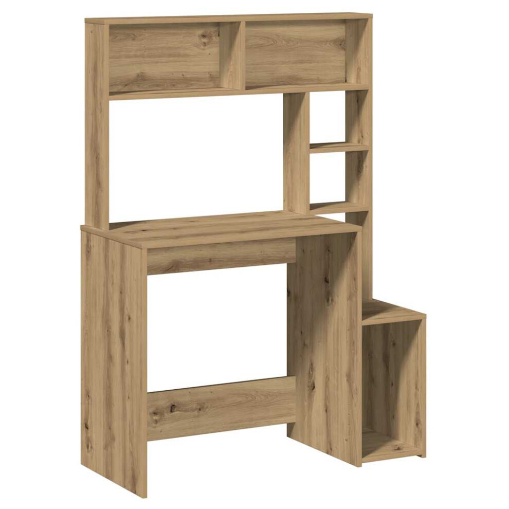 Vidaxl (Artisan Oak) Desk With Shelves Writing Compter Table Study Desk Engineered Wood