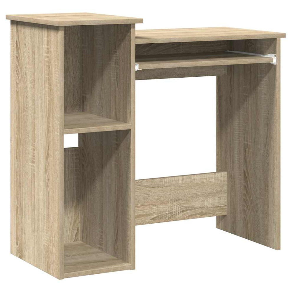 Vidaxl (Sonoma Oak) Desk With Shelves White 84X40x78 Cm Engineered Wood Office Desk