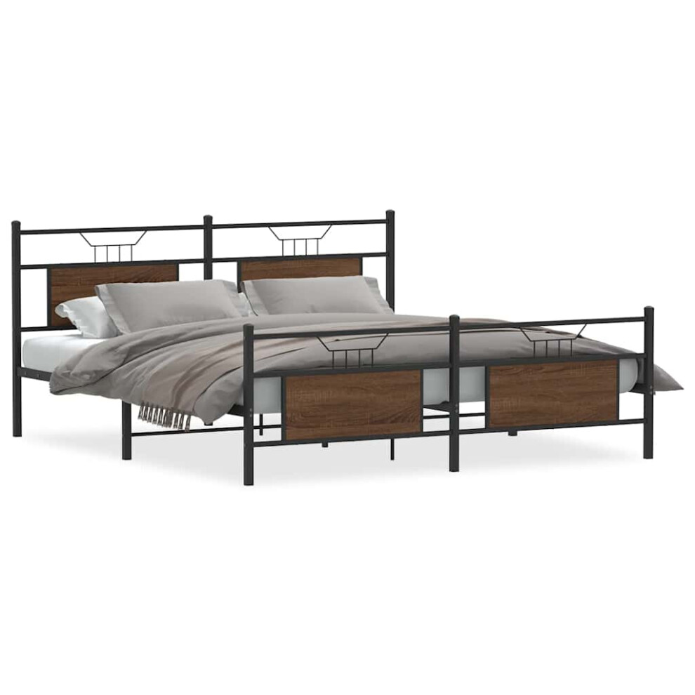 Vidaxl (Brown Oak, 160 X 200 Cm) Bed Frame Without Mattress Smoked Oak 90X190 Cm Single Engineered Wood