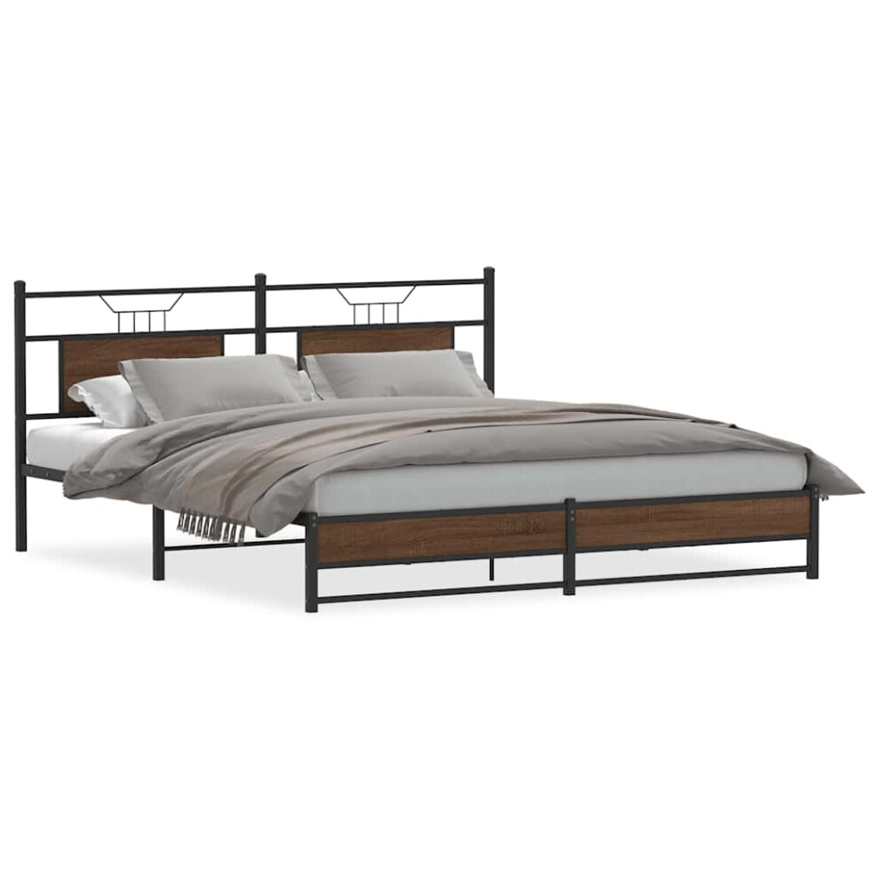 Vidaxl (Brown Oak, 183 X 213 Cm) Bed Frame Without Mattress Engineered Wood