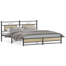 (sonoma oak, 183 x 203 cm) vidaXL Metal Bed Frame without Mattress double bed